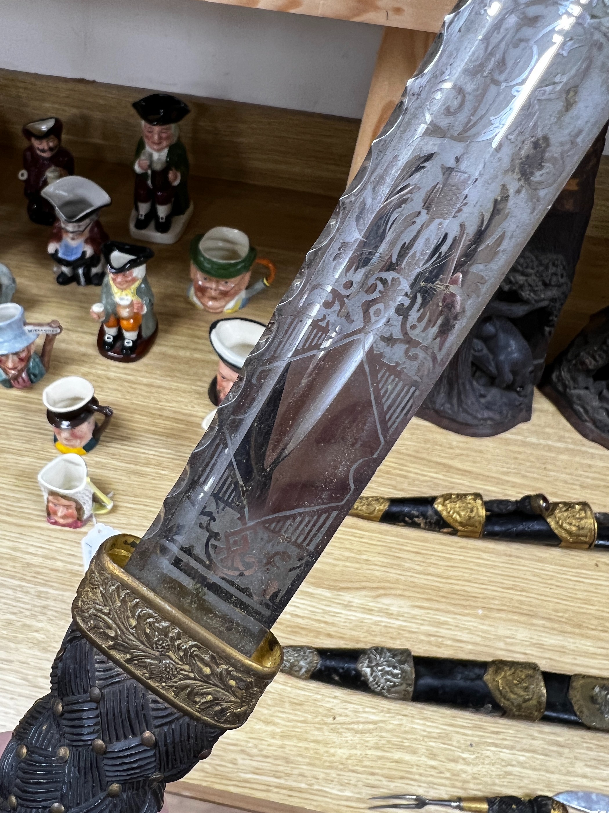 A Victorian Scottish dirk, Cairngorm lacking, 45cms long